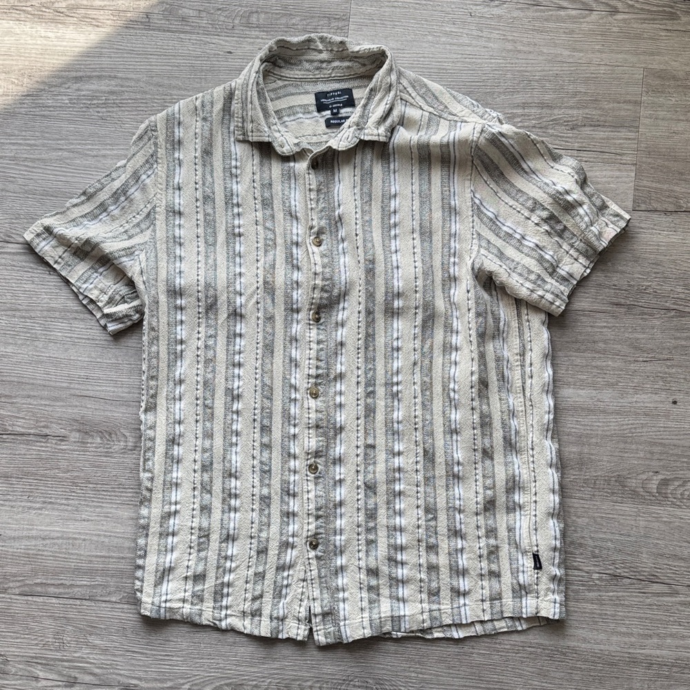 Tiffosi Men’s M Beige and White Striped Button Down Shirt